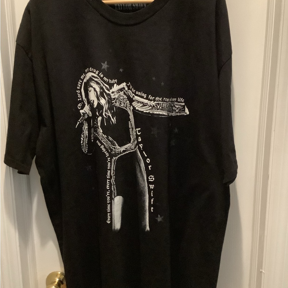Taylor Swift Black White Long Sleeve T-Shirt Graphic Don't Blame Me Lyrics 3x